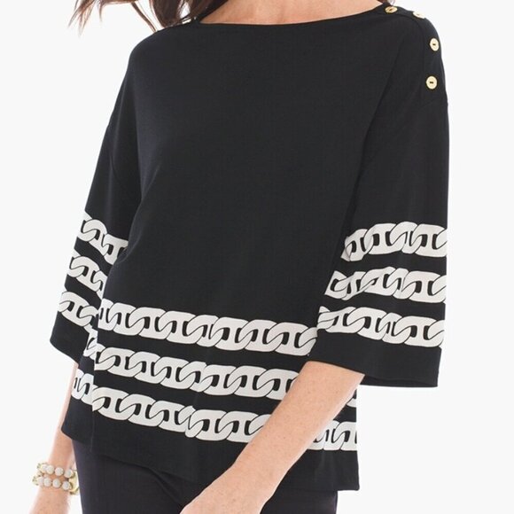 Chico's Knit Kit Majestic Button top size L with gold button details EUC - Picture 2 of 6